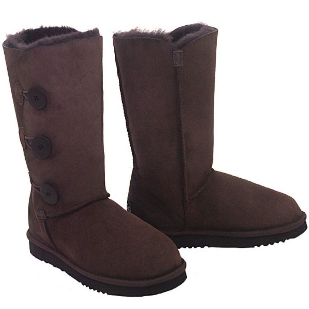 UGG Tall Three Button Wraps Boots in Chocolate 1873 - Size 7